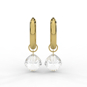 2.00tcw Cushion Lab Grown Diamond Huggie Hoop Earrings, E-F Color, VS Clarity, IGI Certified