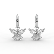 2.00tcw Pear & Marquise Lab Grown Diamond Butterfly Drop Hoop Earrings, E-F Color, VS Clarity, IGI Certified