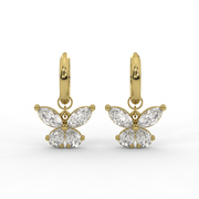 2.00tcw Pear & Marquise Lab Grown Diamond Butterfly Drop Hoop Earrings, E-F Color, VS Clarity, IGI Certified