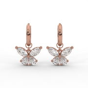 2.00tcw Pear & Marquise Lab Grown Diamond Butterfly Drop Hoop Earrings, E-F Color, VS Clarity, IGI Certified