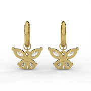2.00tcw Pear & Marquise Lab Grown Diamond Butterfly Drop Hoop Earrings, E-F Color, VS Clarity, IGI Certified