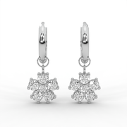 0.70tcw Round Lab Grown Diamond Floral Huggie Drop Earrings, E-F Color, VS Clarity, IGI Certified