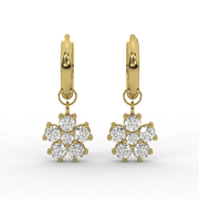 0.70tcw Round Lab Grown Diamond Floral Huggie Drop Earrings, E-F Color, VS Clarity, IGI Certified
