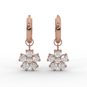 0.70tcw Round Lab Grown Diamond Floral Huggie Drop Earrings, E-F Color, VS Clarity, IGI Certified