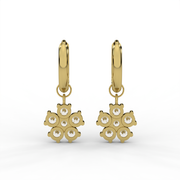 0.70tcw Round Lab Grown Diamond Floral Huggie Drop Earrings, E-F Color, VS Clarity, IGI Certified