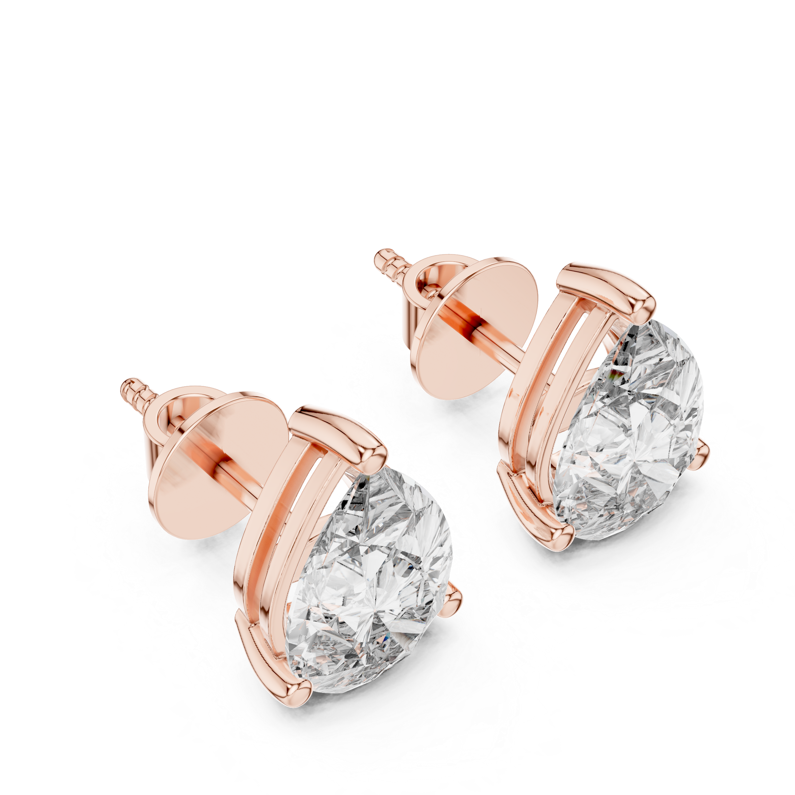 Pear Lab Grown Diamond Push Back Stud Earrings, E-F Color, VS Clarity, IGI Certified