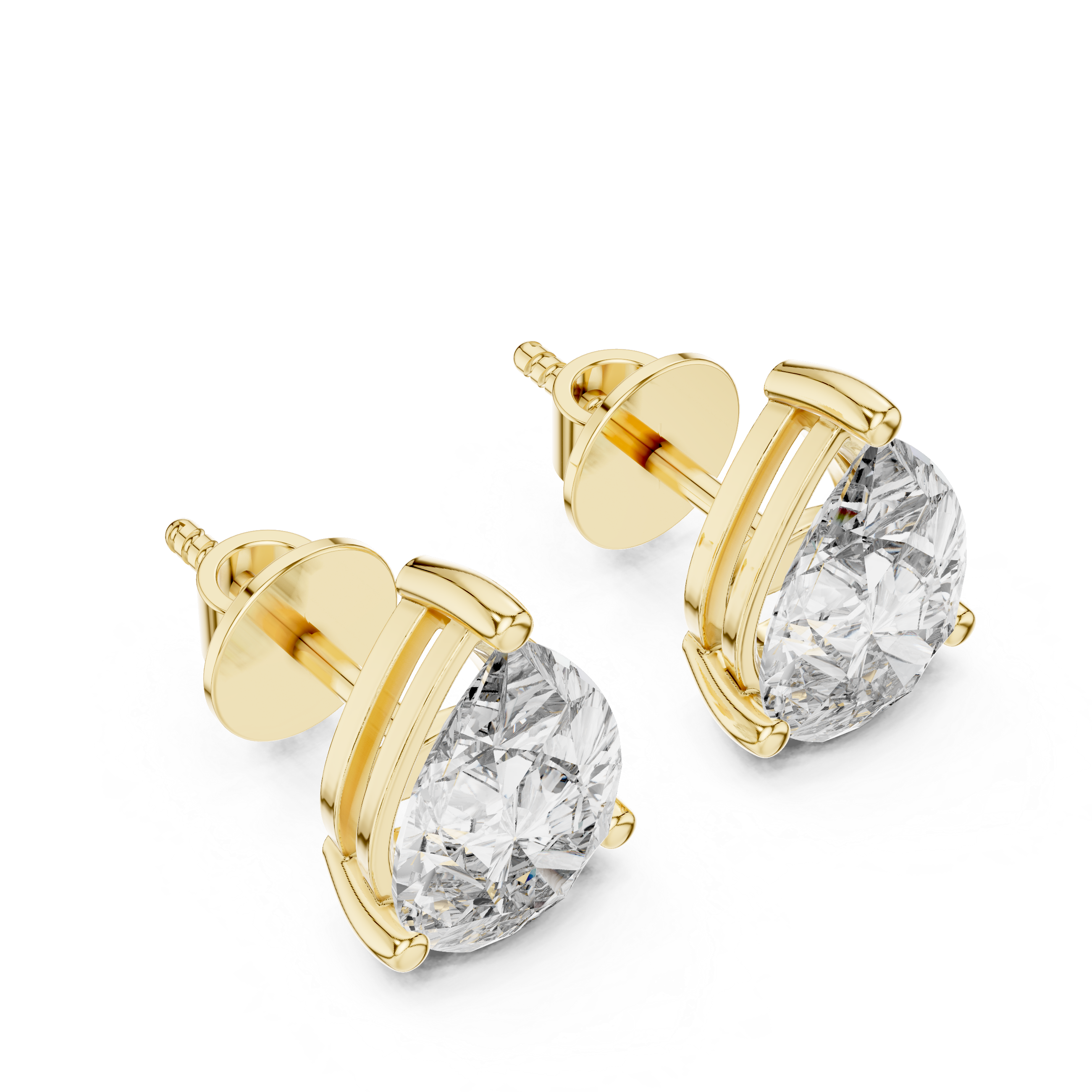 Pear Lab Grown Diamond Push Back Stud Earrings, E-F Color, VS Clarity, IGI Certified