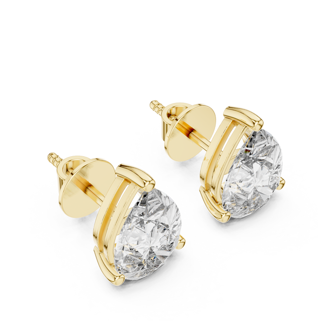 Pear Lab Grown Diamond Push Back Stud Earrings, E-F Color, VS Clarity, IGI Certified