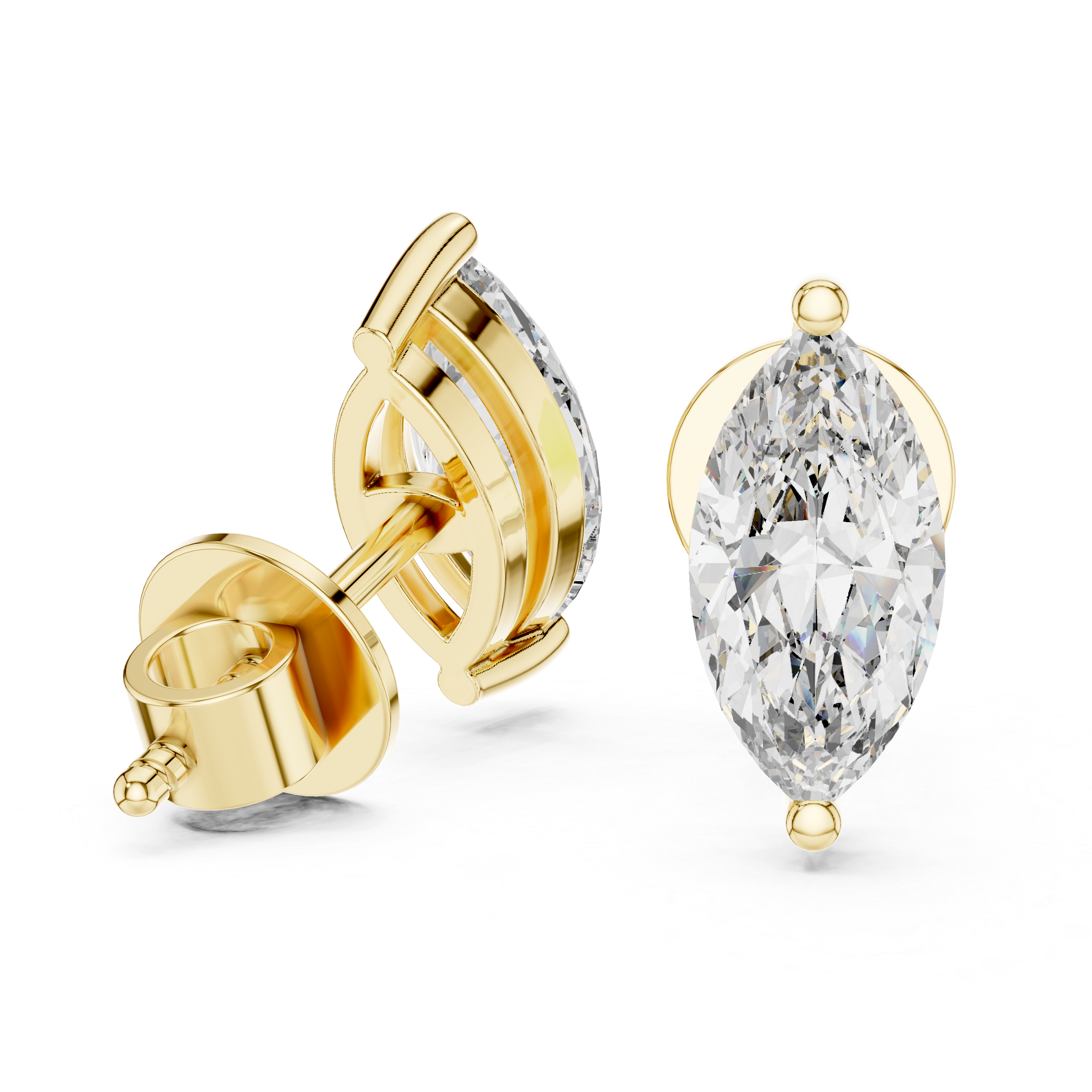 Marquise Lab Grown Diamond Push Back Stud Earrings, E-F Color, VS Clarity, IGI Certified