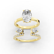 2.48tct Oval Lab Grown Diamond Solitaire Engagement Ring with Toi Et Moi Ring Combo Ring | IGI Certified | Custom Gold