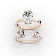 2.48tct Oval Lab Grown Diamond Solitaire Engagement Ring with Toi Et Moi Ring Combo Ring | IGI Certified | Custom Gold