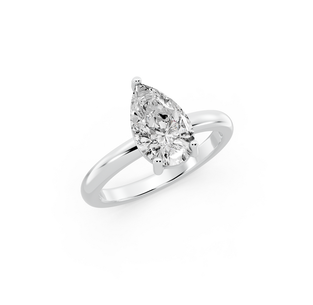 1.00ct Pear Lab Grown Diamond Solitaire Ring | D-E-F, VVS-VS Clarity | IGI Certified | Custom Gold