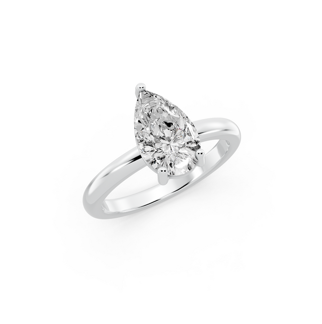 1.00ct Pear Lab Grown Diamond Solitaire Ring | D-E-F, VVS-VS Clarity | IGI Certified | Custom Gold