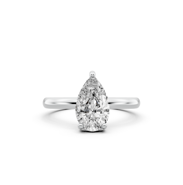 1.00ct Pear Lab Grown Diamond Solitaire Ring | D-E-F, VVS-VS Clarity | IGI Certified | Custom Gold
