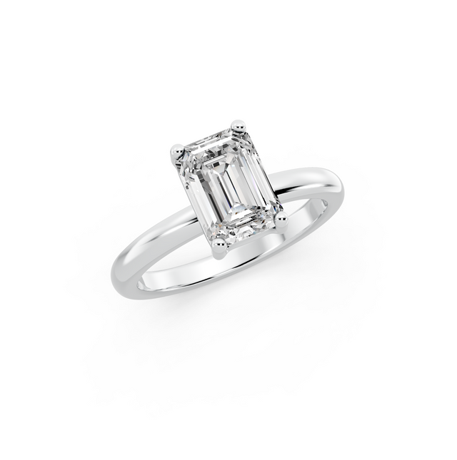 1.00ct Emerald Lab Grown Diamond Solitaire Ring | D-E-F, VVS-VS Clarity | IGI Certified | Custom Gold