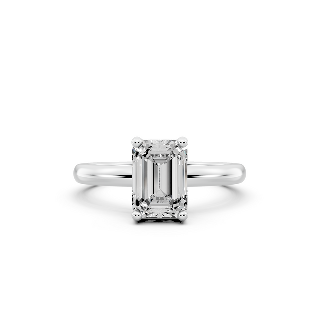 1.00ct Emerald Lab Grown Diamond Solitaire Ring | D-E-F, VVS-VS Clarity | IGI Certified | Custom Gold