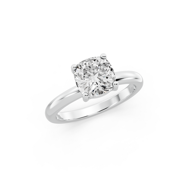 1.00ct Cushion Lab Grown Diamond Solitaire Ring | D-E-F, VVS-VS Clarity | IGI Certified | Custom Gold