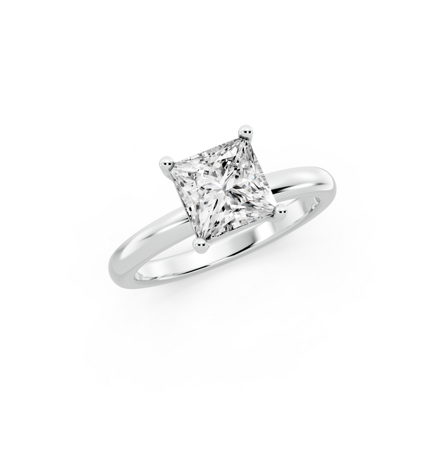 1.00ct Princess Lab Grown Diamond Solitaire Ring | D-E-F, VVS-VS Clarity | IGI Certified | Custom Gold