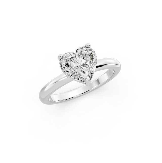 1.00ct Heart Lab Grown Diamond Solitaire Ring | D-E-F, VVS-VS Clarity | IGI Certified | Custom Gold
