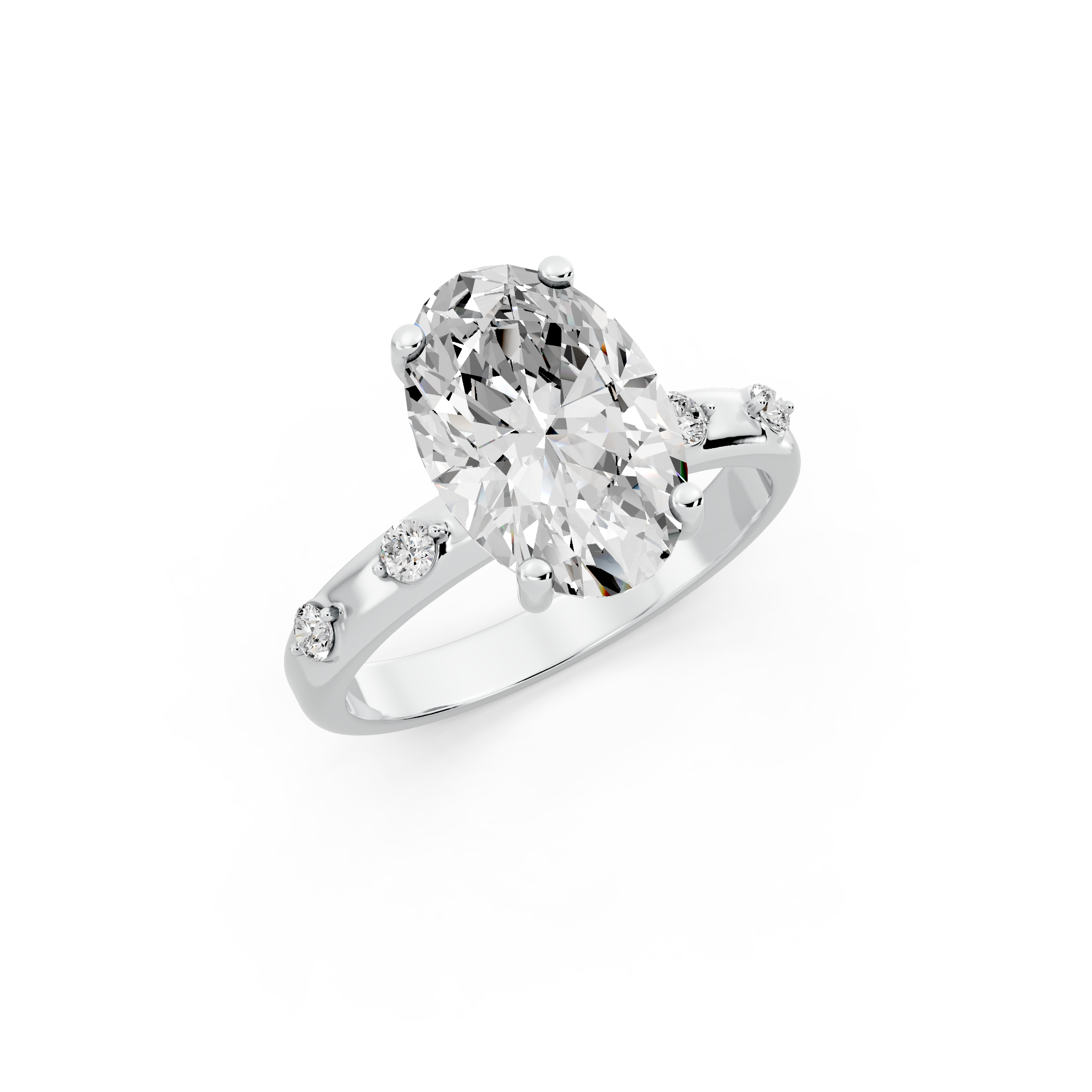 Oval 2.62tcw Lab Diamond Side Stone Engagement Ring | D-E-F, VVS-VS Clarity | IGI Certified | Custom Gold |