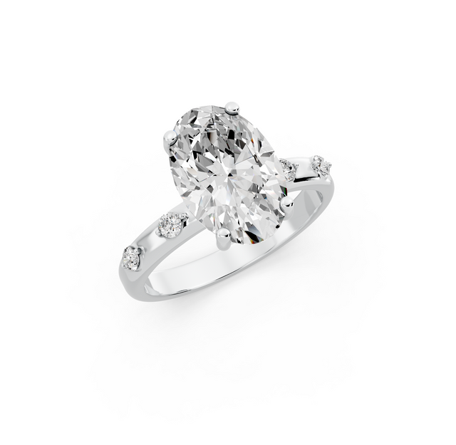 Oval 2.62tcw Lab Diamond Side Stone Engagement Ring | D-E-F, VVS-VS Clarity | IGI Certified | Custom Gold |