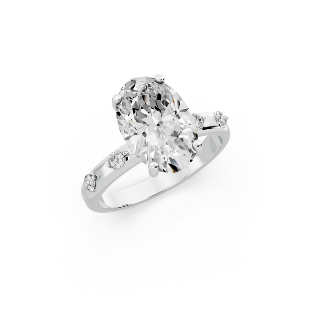 Oval 2.62tcw Lab Diamond Side Stone Engagement Ring | D-E-F, VVS-VS Clarity | IGI Certified | Custom Gold |