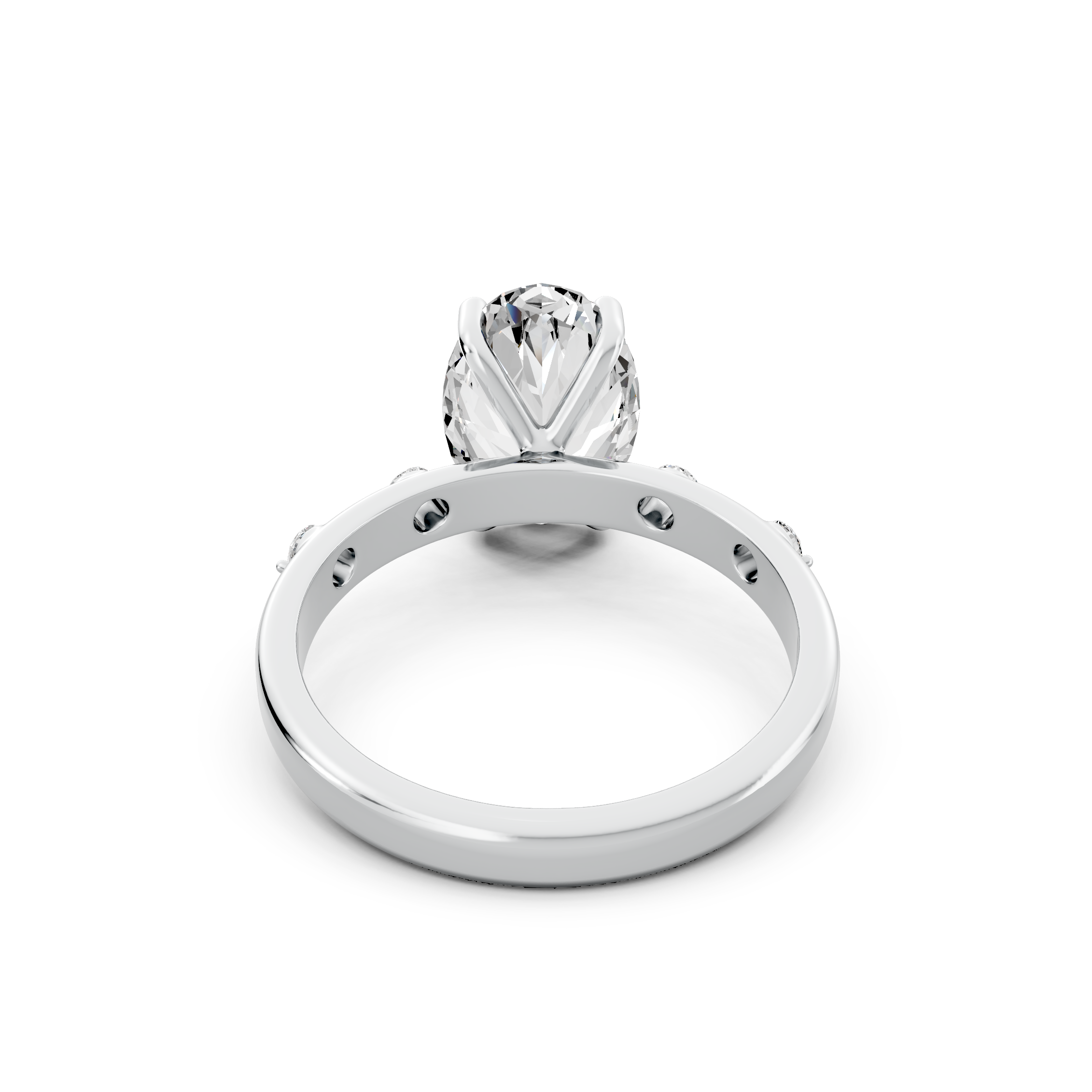 Oval 2.62tcw Lab Diamond Side Stone Engagement Ring | D-E-F, VVS-VS Clarity | IGI Certified | Custom Gold |