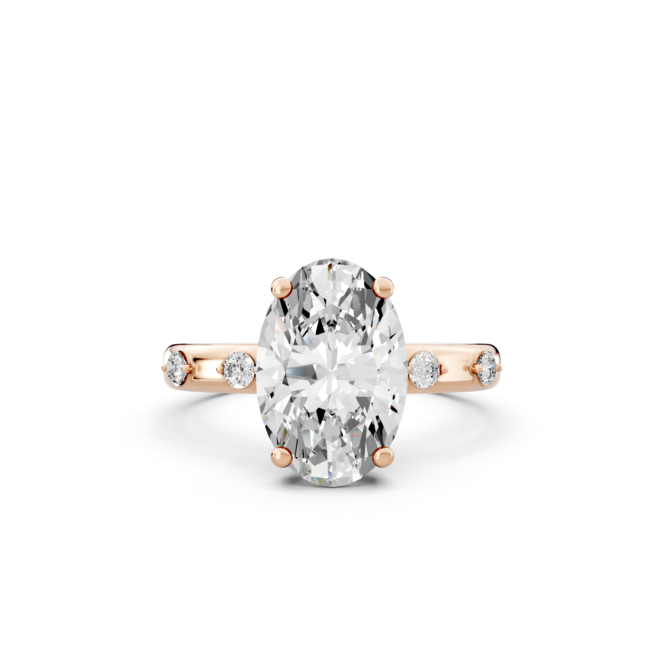 Oval 2.62tcw Lab Diamond Side Stone Engagement Ring | D-E-F, VVS-VS Clarity | IGI Certified | Custom Gold |