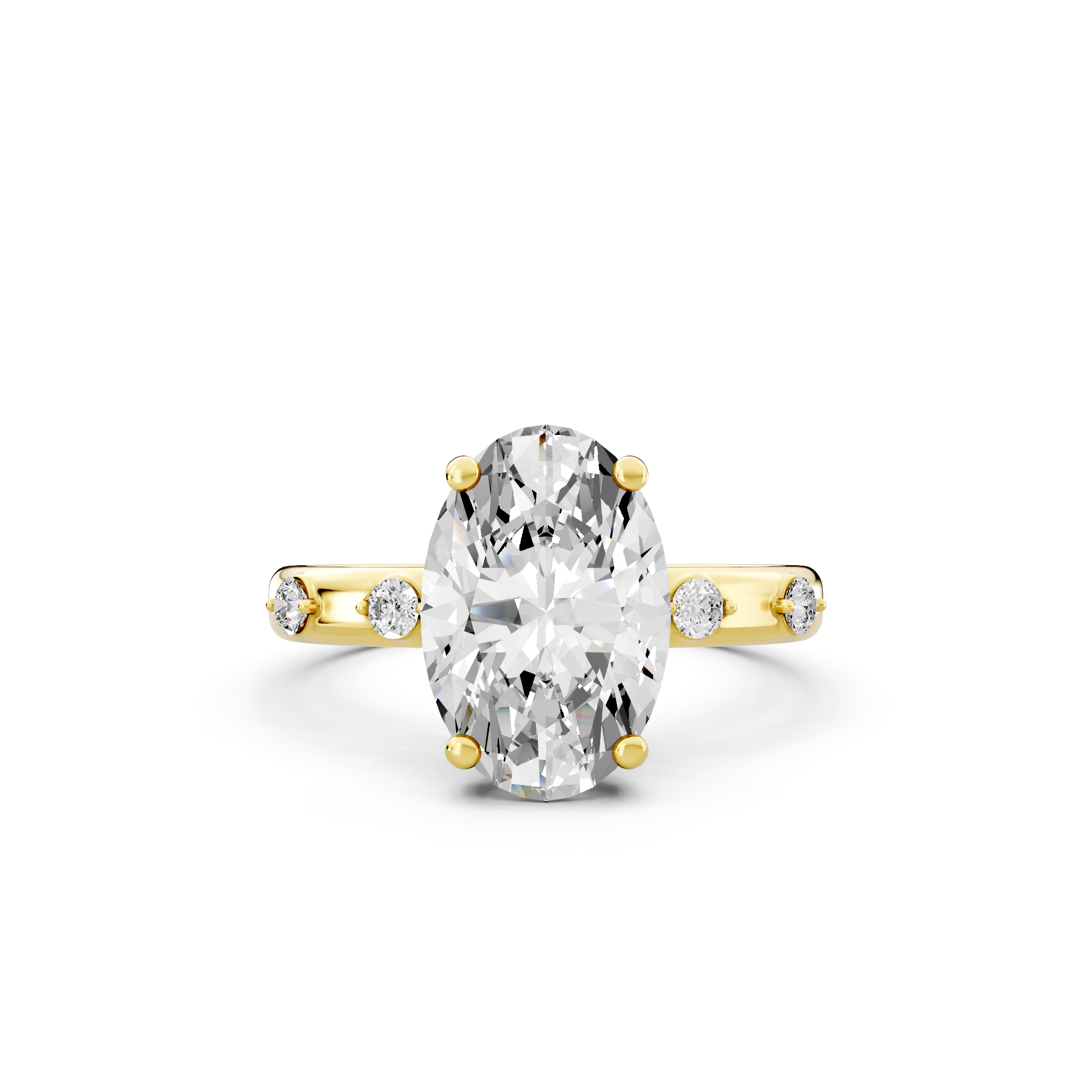 Oval 2.62tcw Lab Diamond Side Stone Engagement Ring | D-E-F, VVS-VS Clarity | IGI Certified | Custom Gold |