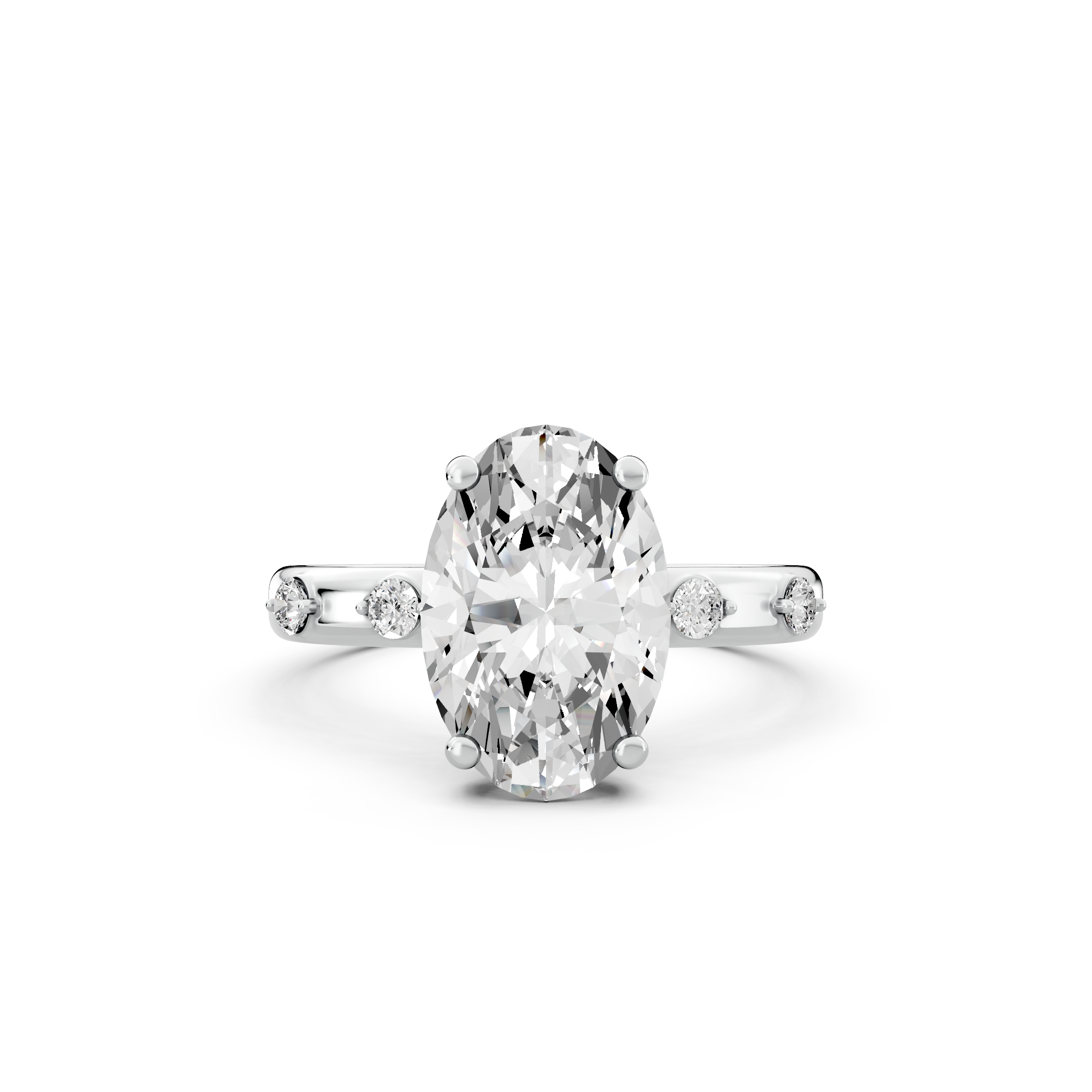 Oval 2.62tcw Lab Diamond Side Stone Engagement Ring | D-E-F, VVS-VS Clarity | IGI Certified | Custom Gold |