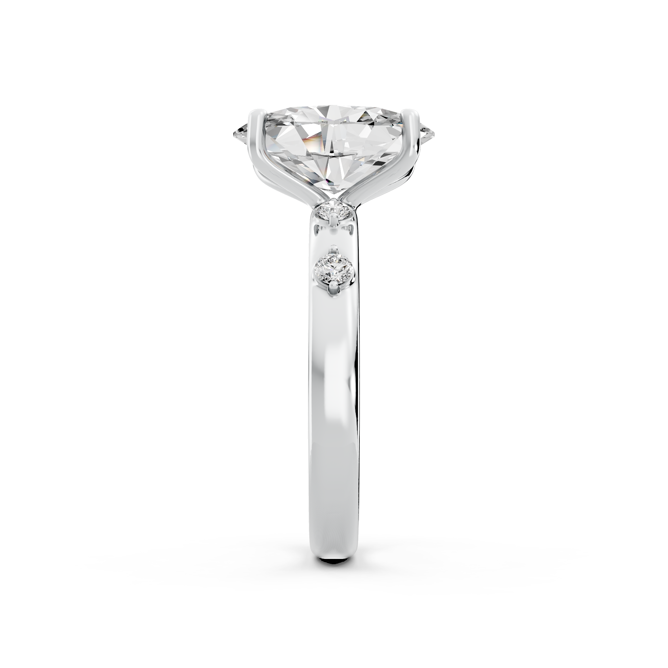 Oval 2.62tcw Lab Diamond Side Stone Engagement Ring | D-E-F, VVS-VS Clarity | IGI Certified | Custom Gold |