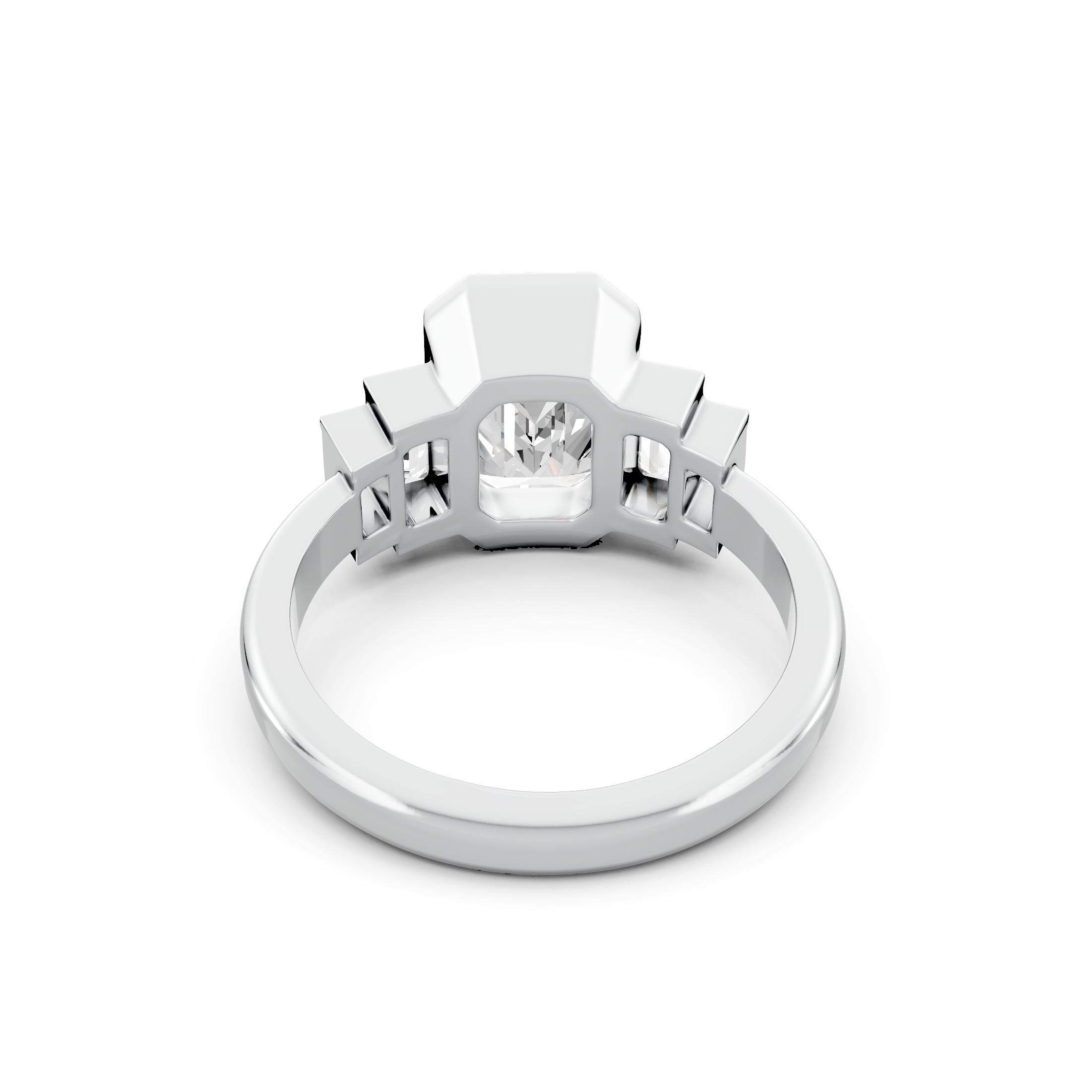Emerald 3.07tcw Lab Grown Diamond, Bezel Set Five Stone Engagement Ring, D-E-F Color, VVS-VS Clarity, IGI Certificate|