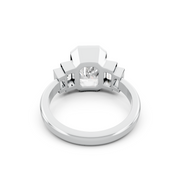 Emerald 3.07tcw Lab Grown Diamond, Bezel Set Five Stone Engagement Ring, D-E-F Color, VVS-VS Clarity, IGI Certificate|