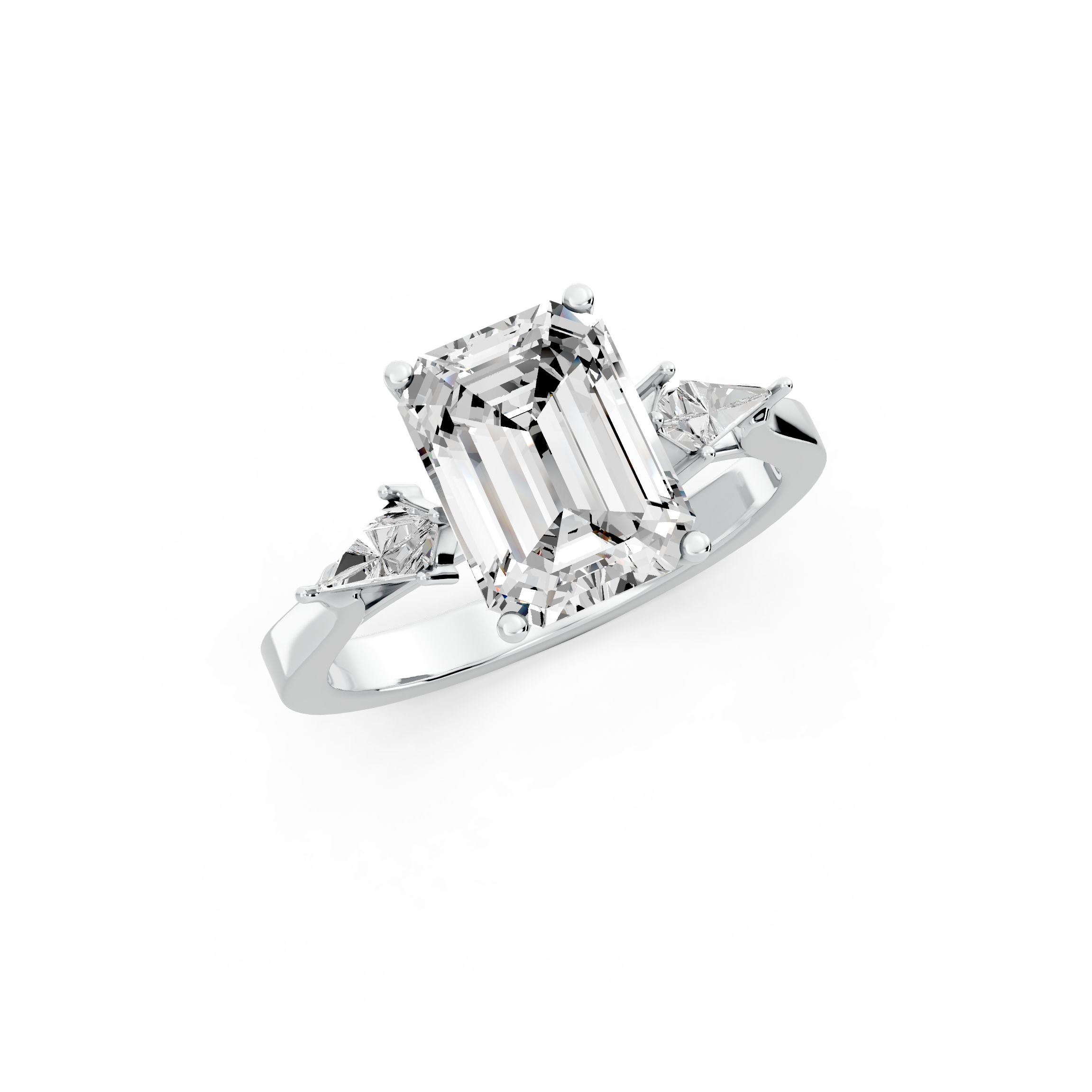 Emerald 2.26tcw Lab Diamond Side Stone Engagement Ring | D-E-F, VVS-VS Clarity | IGI Certified | Custom Gold |