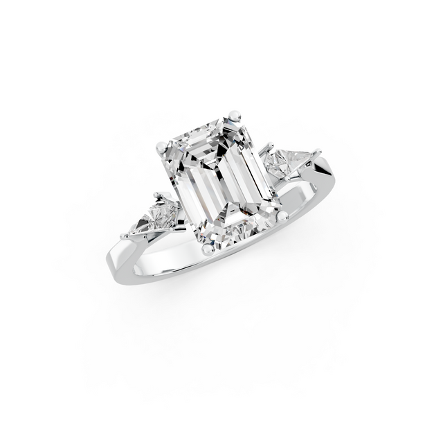 Emerald 2.26tcw Lab Diamond Side Stone Engagement Ring | D-E-F, VVS-VS Clarity | IGI Certified | Custom Gold |