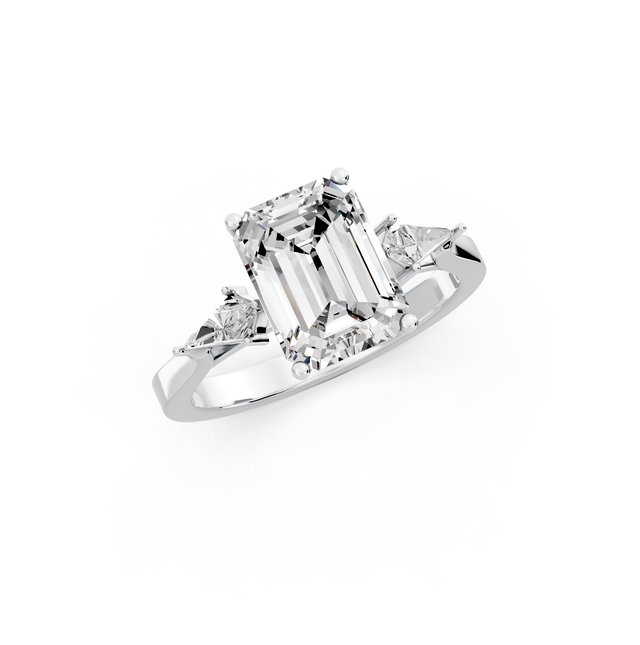 Emerald 2.26tcw Lab Diamond Side Stone Engagement Ring | D-E-F, VVS-VS Clarity | IGI Certified | Custom Gold |