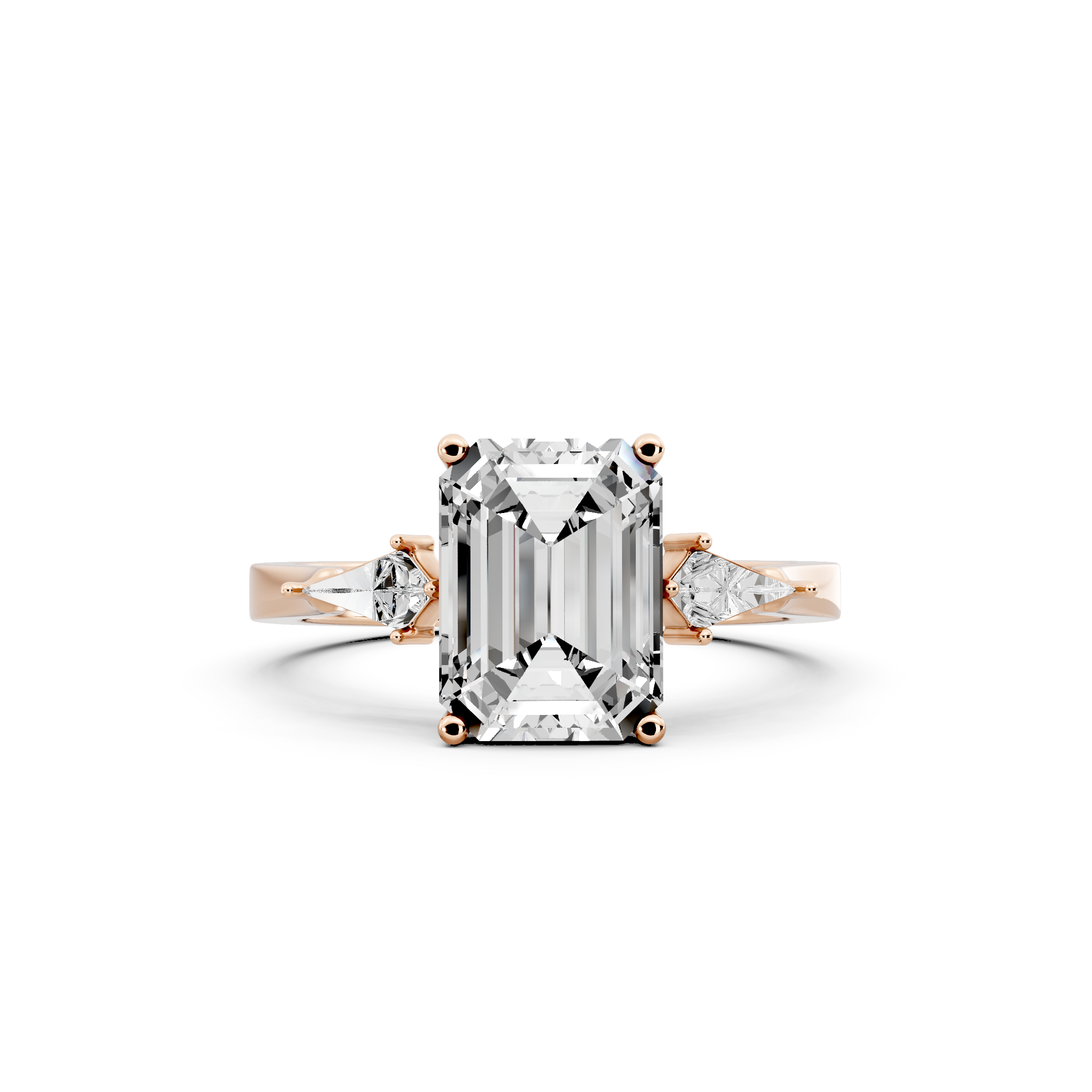 Emerald 2.26tcw Lab Diamond Side Stone Engagement Ring | D-E-F, VVS-VS Clarity | IGI Certified | Custom Gold |
