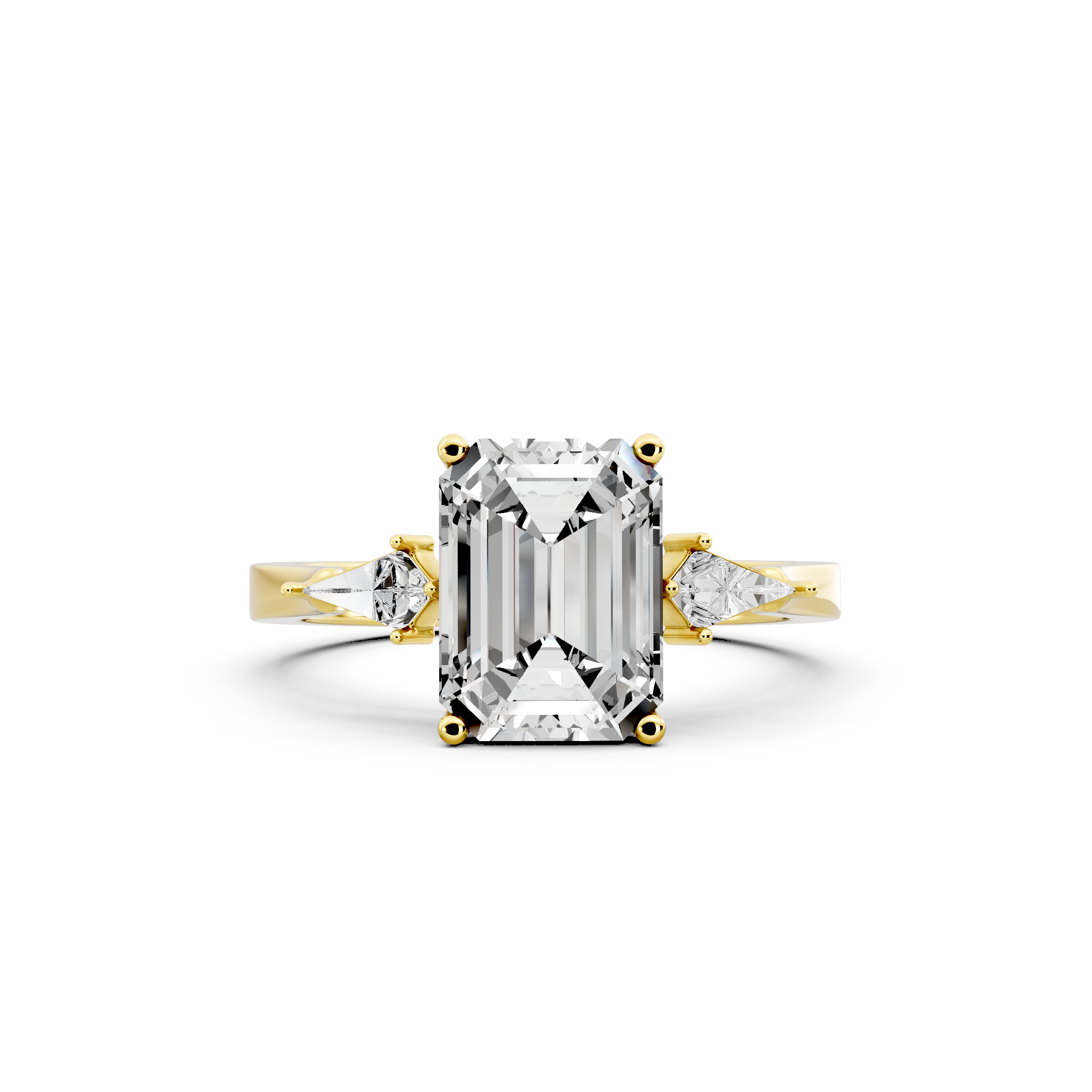 Emerald 2.26tcw Lab Diamond Side Stone Engagement Ring | D-E-F, VVS-VS Clarity | IGI Certified | Custom Gold |
