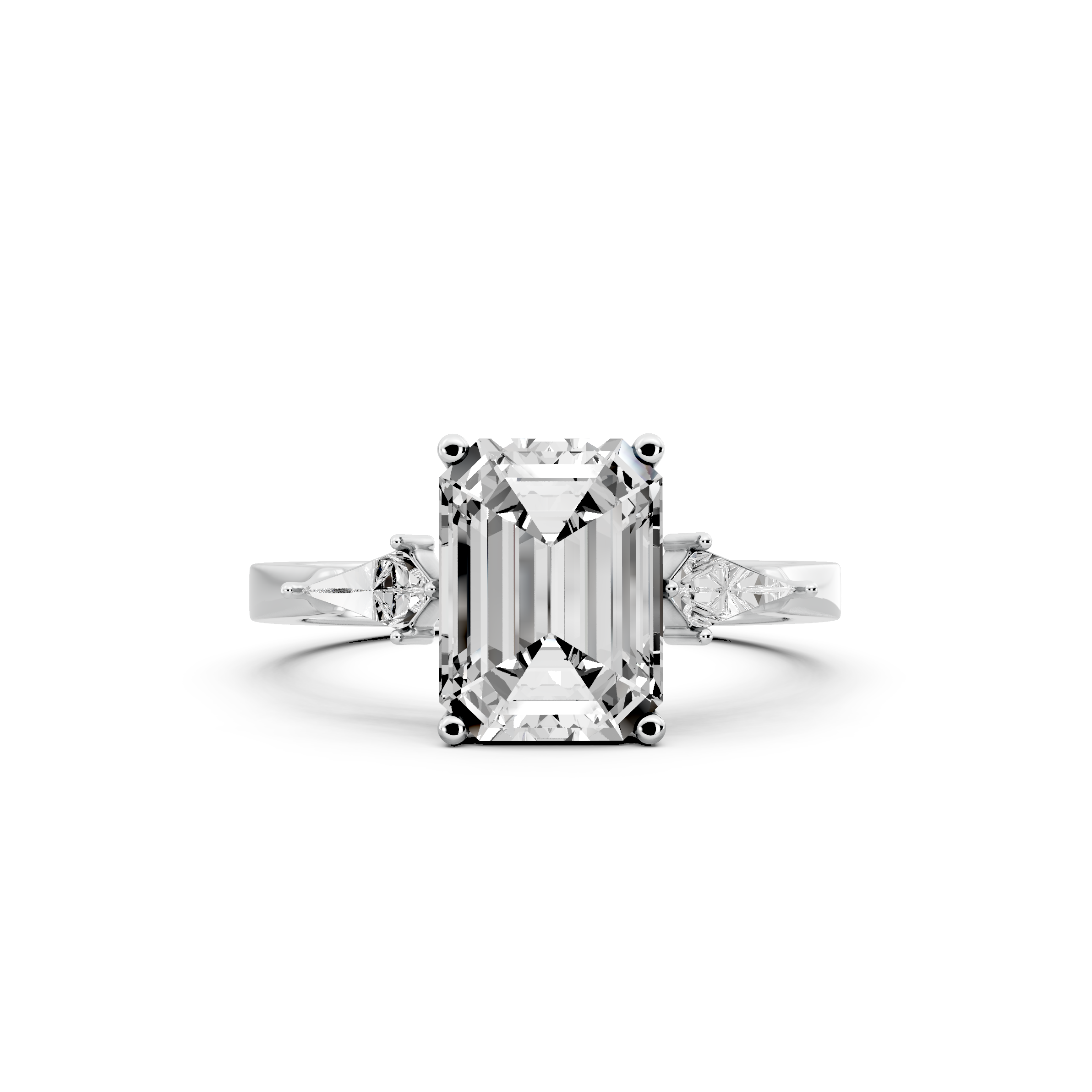 Emerald 2.26tcw Lab Diamond Side Stone Engagement Ring | D-E-F, VVS-VS Clarity | IGI Certified | Custom Gold |