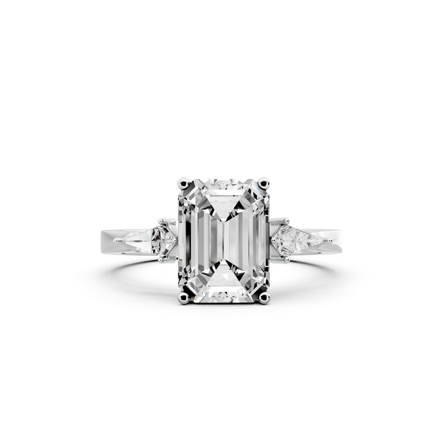 Emerald 2.26tcw Lab Diamond Side Stone Engagement Ring | D-E-F, VVS-VS Clarity | IGI Certified | Custom Gold |