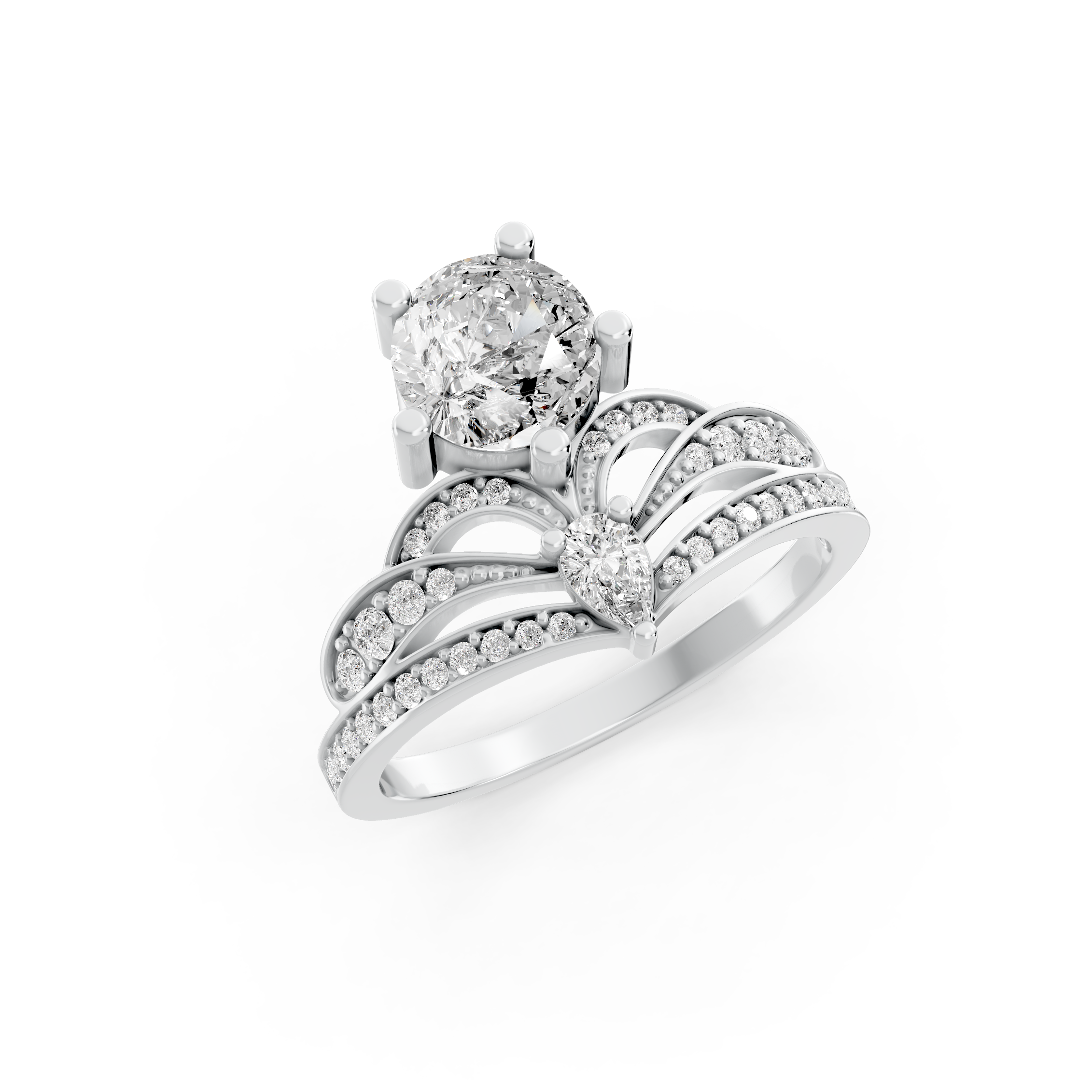1.71tcw Round And Pear Lab Diamond Unique Engagement Ring | Eco-Friendly & Elegant |