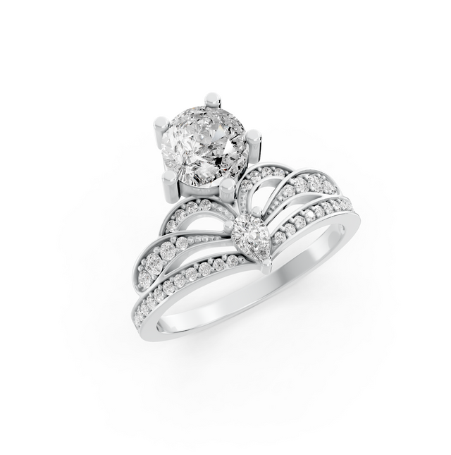 1.71tcw Round And Pear Lab Diamond Unique Engagement Ring | Eco-Friendly & Elegant |
