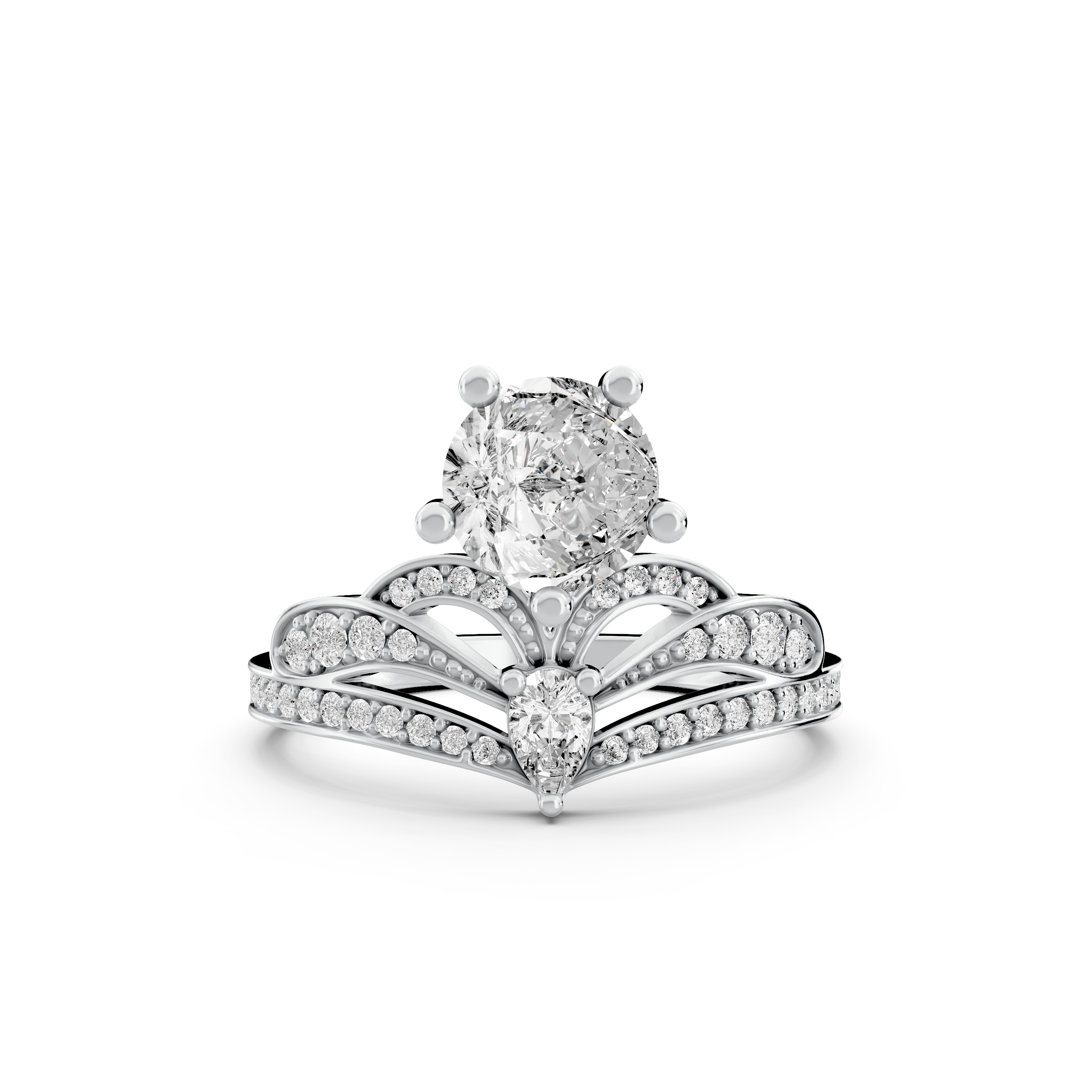 1.71tcw Round And Pear Lab Diamond Unique Engagement Ring | Eco-Friendly & Elegant |