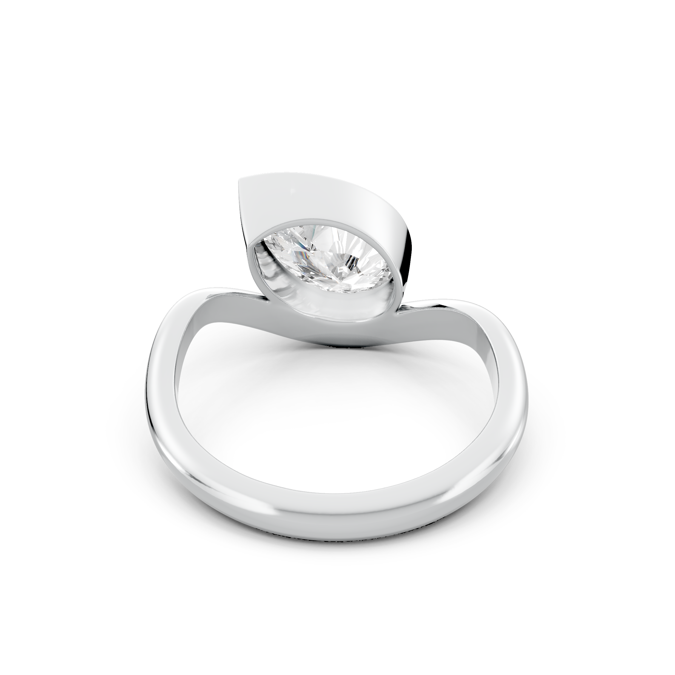 2.00tcw Pear Lab Grown Diamond Bezel Wave Band Engagement Ring | IGI Certified | Custom Gold |