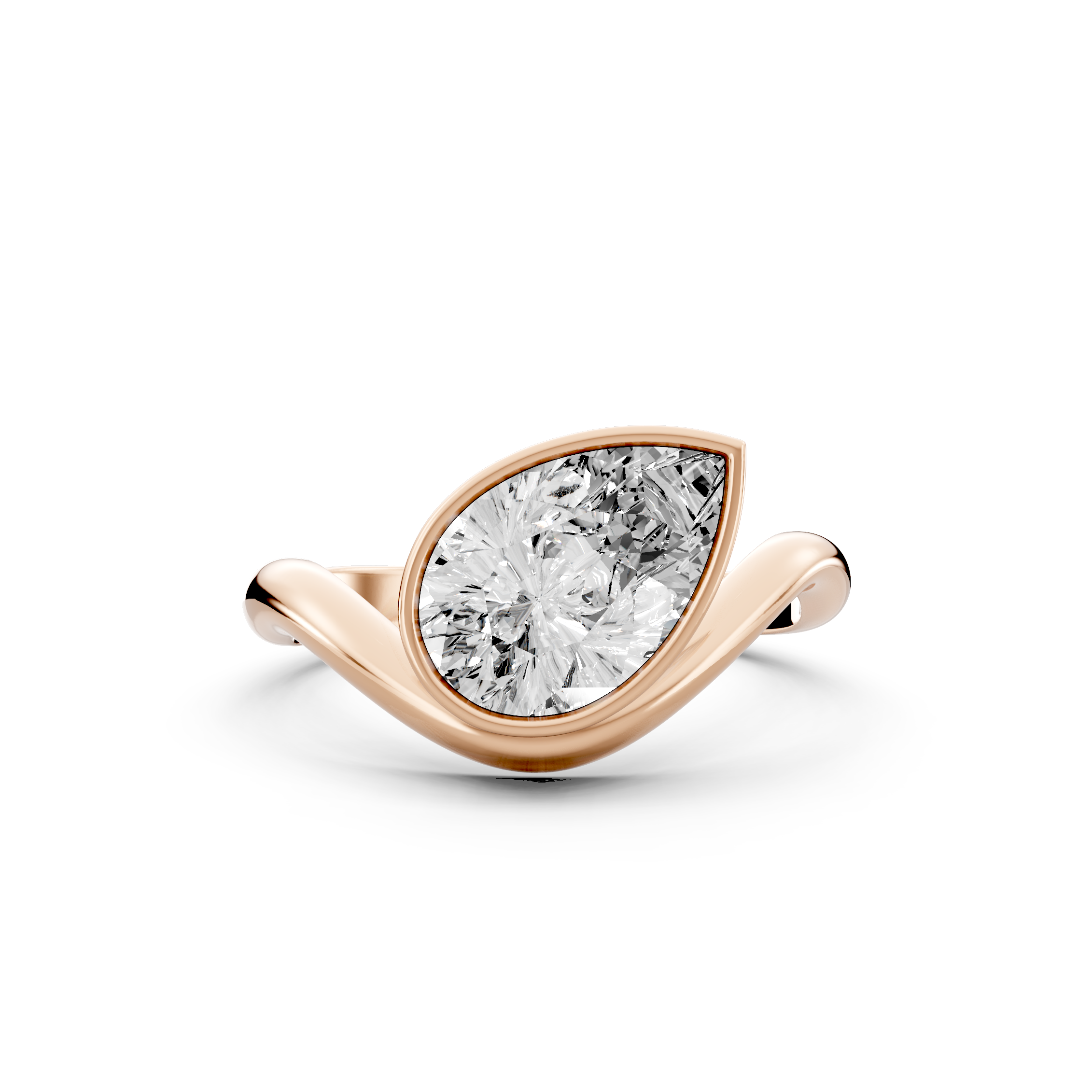 2.00tcw Pear Lab Grown Diamond Bezel Wave Band Engagement Ring | IGI Certified | Custom Gold |
