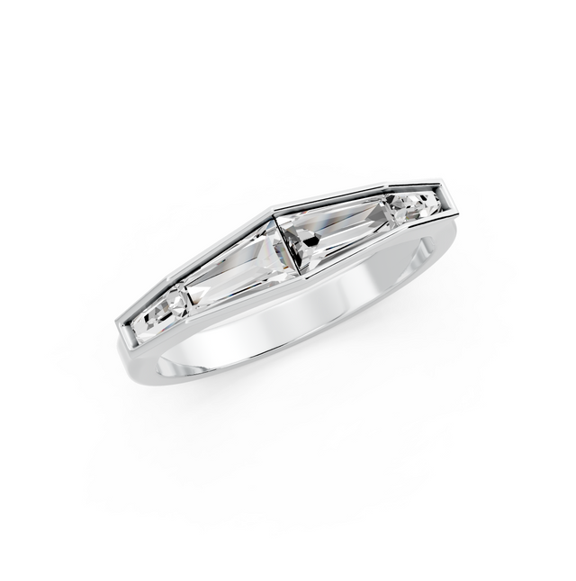 0.80tcw Custom Tapper Baguette Lab Grown Diamond Vintage Engagement Ring | Custom Gold |