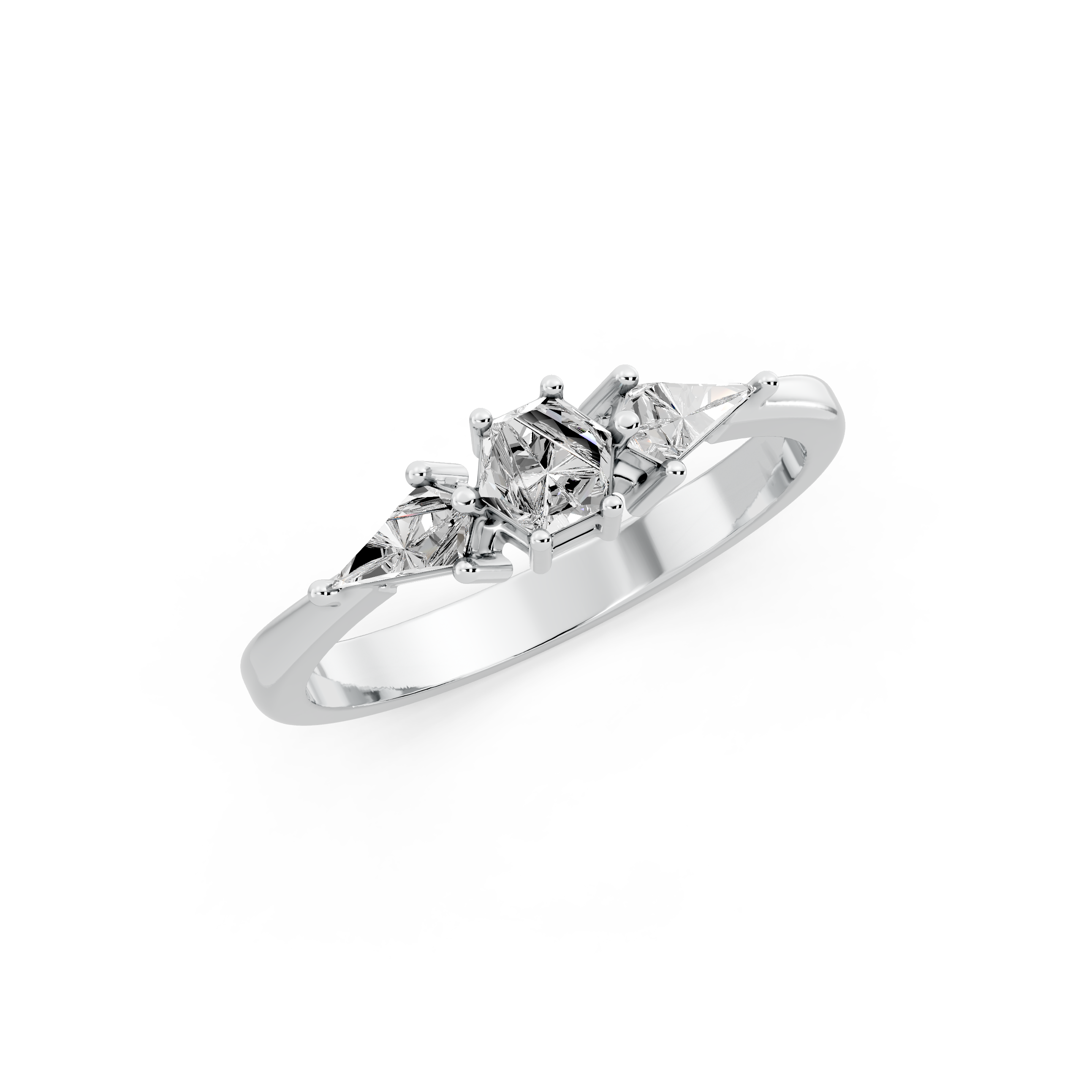 Hexagon & Kite Custom-cut Lab Grown Diamond Unique Engagement Ring | Custom Gold |