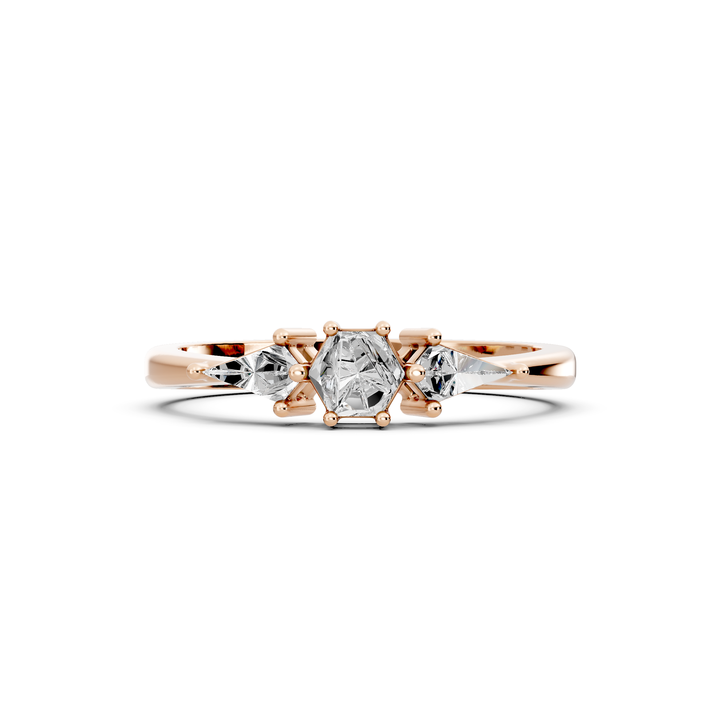 Hexagon & Kite Custom-cut Lab Grown Diamond Unique Engagement Ring | Custom Gold |