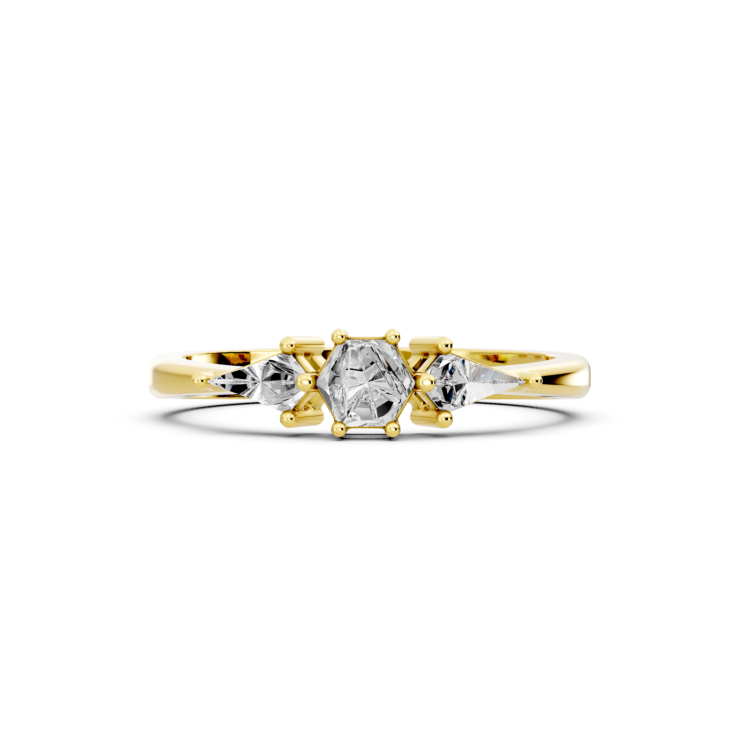 Hexagon & Kite Custom-cut Lab Grown Diamond Unique Engagement Ring | Custom Gold |