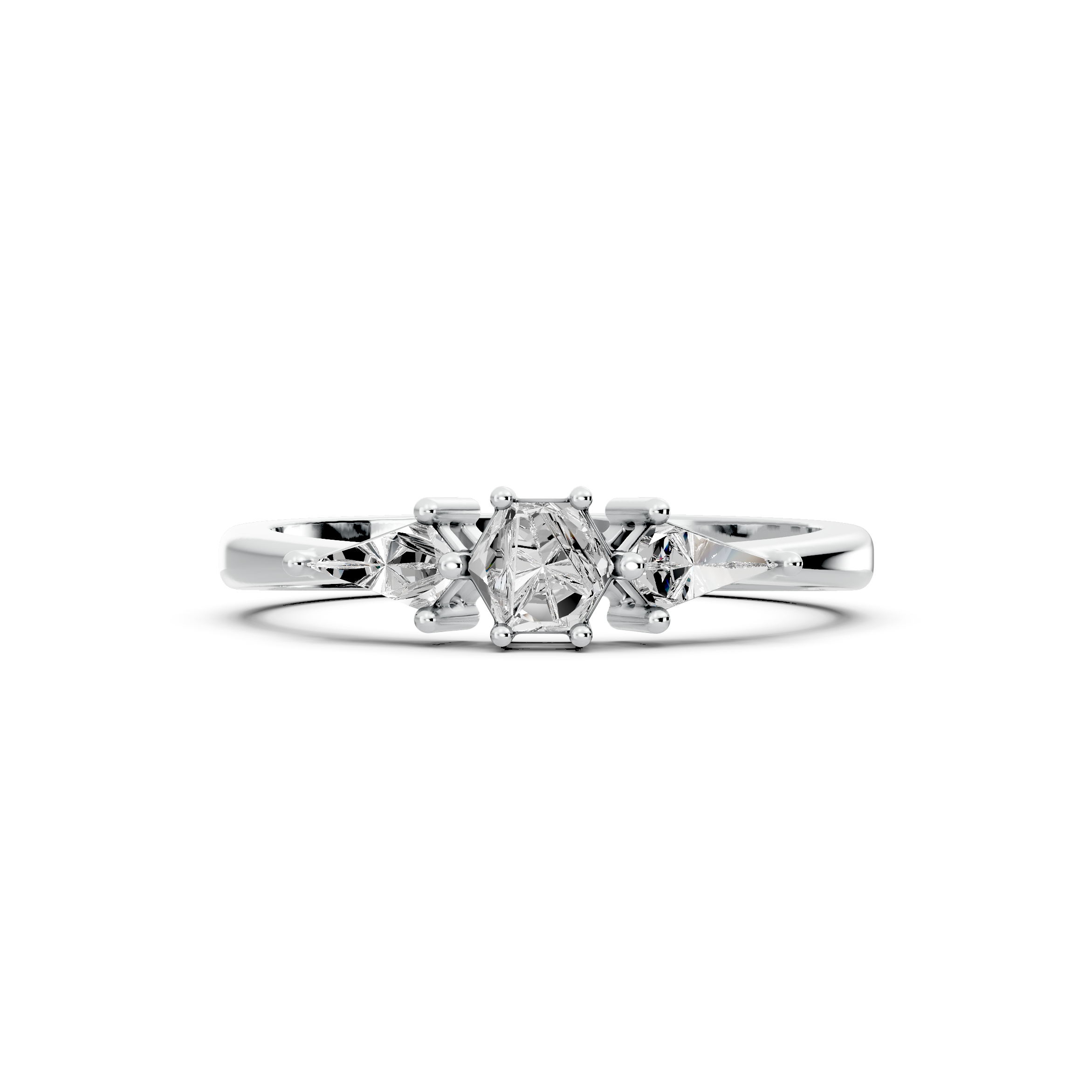 Hexagon & Kite Custom-cut Lab Grown Diamond Unique Engagement Ring | Custom Gold |